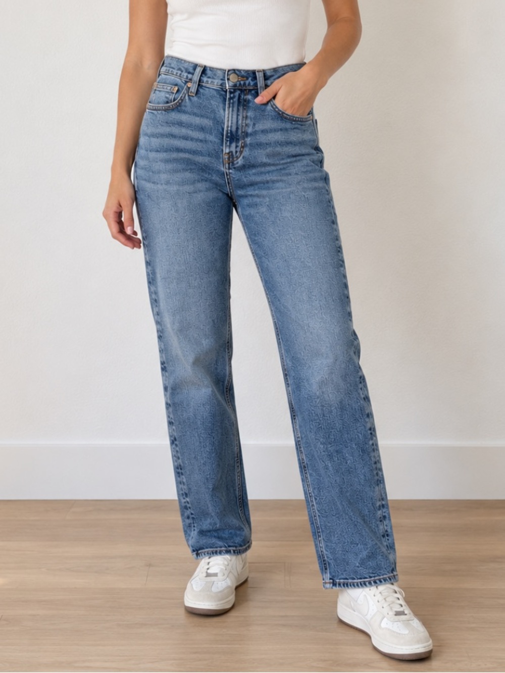 American Eagle '90s Straight Mid-Rise Jeans Medium Wash Denim 4S